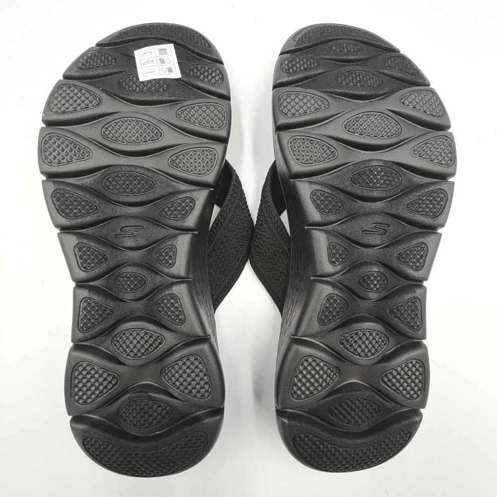 Skechers GoWalk Sandals Women 6 Black 41459/BBK Machine Washable Flip Flops NEW - Picture 15 of 16